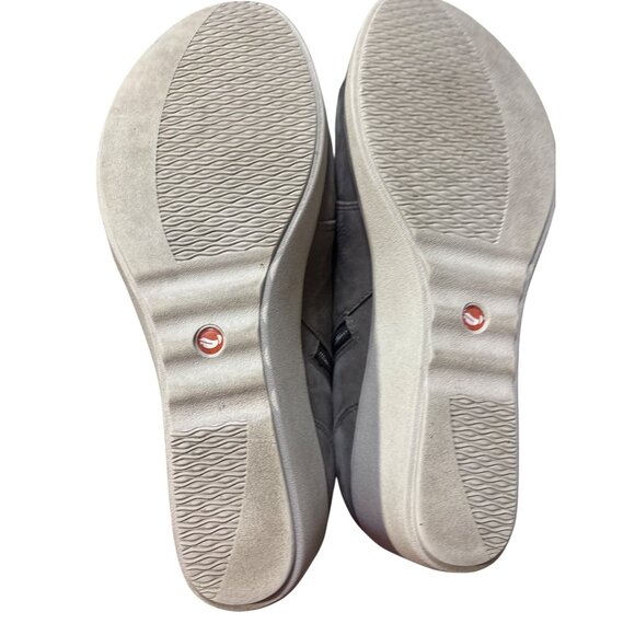 Clarks Unstructured Womens Taupe Wedge Ankle Boots With Side Zippers & Laces Sz - Picture 6 of 8